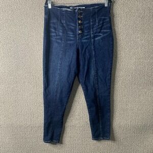 No Boundaries Womens Jeans Size 17 Blue Denim Dark Wash Skinny Button Fly Pocket